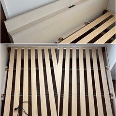 ダブルベッド　ホワイト　宮棚あり　コンセント付きの画像