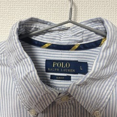ラルフローレン BDシャツ 長袖 スリムフィット L 青白ストライプの画像