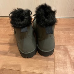 ワークマンダークグリーン ファー付き ハイカットレインブーツ　LLサイズの画像