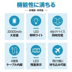 【期間限定8/12まで】万能モバイルバッテリー 20,000mAh （色:ブラック⬛️）の画像