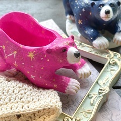 天然石・アクセサリー浄化ベッド　星空クマちゃん （ノクターンネイビーorスターリングピンク）の画像