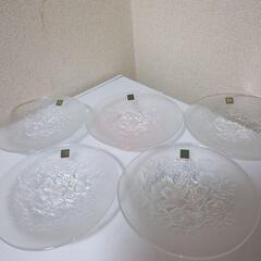 未使用 HOYAクリスタル パーティ虹色七色と貝模様大皿２枚と虹色中皿5枚計7枚の画像