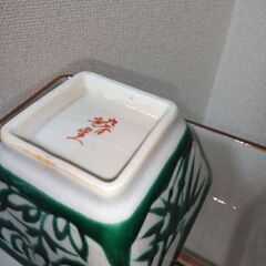 未使用　九谷焼　緑絵　九谷光星窯　角小鉢　５客セット　見事な綺麗な貫入の画像