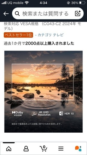 Googleテレビ43インチ