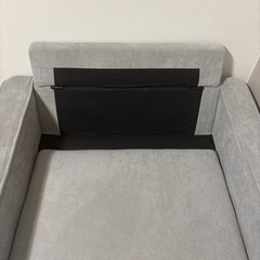 　1人用　ソファ　ライトグレー　無垢材　コーディロイ　の画像