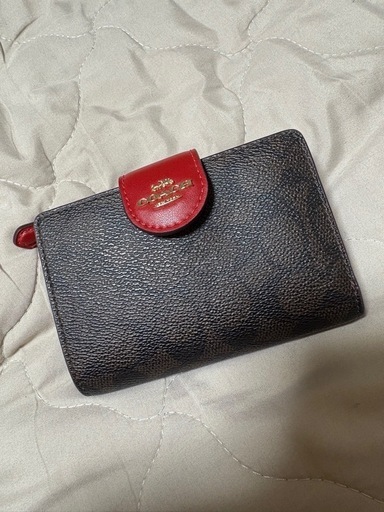 COACH（コーチ） 折り財布 シグネチャー ミディアム コーナー ジップ CW786 IMXD0 ウォルナット×ボールドレッド