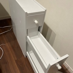 値下げした！トイレ収納 トイレラック 収納 薄型 引き出し ブラシ収納 トイレ 幅17×奥行53.6cm ホワイトの画像