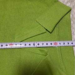 【Ｍ】グリーン 半袖ニットポロシャツ Mの画像