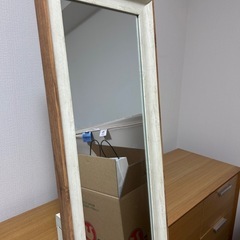 全身鏡　木目調　スタンド付きの画像