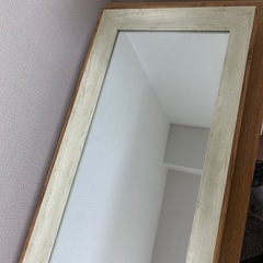 全身鏡　木目調　スタンド付きの画像
