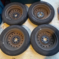 【溝あり】軽自動車 スズキ　スペーシア タイヤ 165/55r14 ホイール付き　黒　ブラックの画像