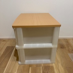 2段収納プラケース 木製天板の画像