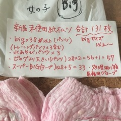 BIG、BIGより大きいオムツ、医療用ディスポグローブ災害用の画像
