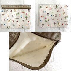 LeSportsac レスポートサック ボストンバッグ ショルダー 鍵2個付き アニマル柄 犬・猫柄 ポーチ付き 中古 ☆ 札幌市白石区 白石店 の画像