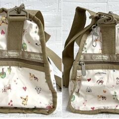LeSportsac レスポートサック ボストンバッグ ショルダー 鍵2個付き アニマル柄 犬・猫柄 ポーチ付き 中古 ☆ 札幌市白石区 白石店 の画像