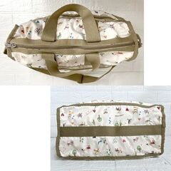 LeSportsac レスポートサック ボストンバッグ ショルダー 鍵2個付き アニマル柄 犬・猫柄 ポーチ付き 中古 ☆ 札幌市白石区 白石店 の画像