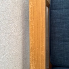 佐藤産業 セレノソファ 3人掛け 木肘:ナチュラル クロスステッチ 張地:ネイビー（ファブリック） の画像
