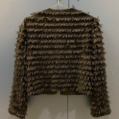 ZARA フリル付きブラックジャケット Sの画像