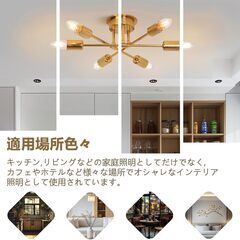 ペンダントライト ６灯 アンティークレトロ リビング デザイン照明 ゴールドの画像