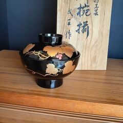 会津塗　うるし塗装　ツタ唐草　吉野吸い椀セット5組　の画像