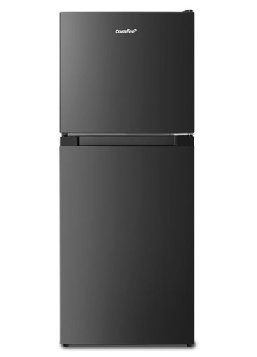 COMFEE' 冷蔵庫 132L 幅47cm 右開 ブラック 2ドア スリム 小型 コンパクト 一人暮らし RCT128BL1JP(E) 2024モデル