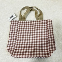 【未使用】手提げバッグ お弁当箱バッグ サブバッグ チェック柄 2点セットの画像