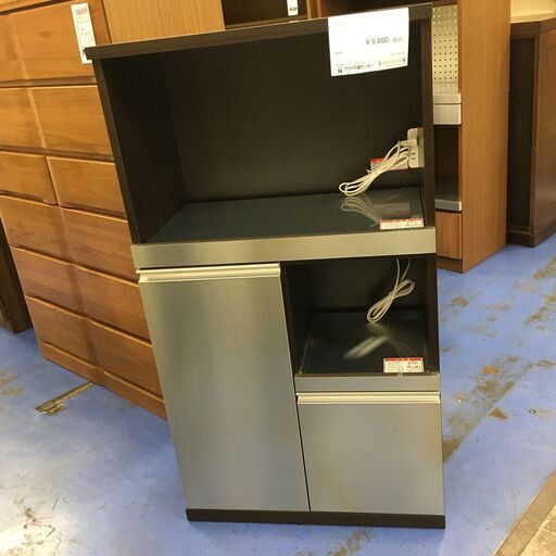 ★リユースのサカイ横浜南店★YM1353 高橋木工 レンジ台 ブラウン・シルバー W72×D40×H125 クリーニング済み