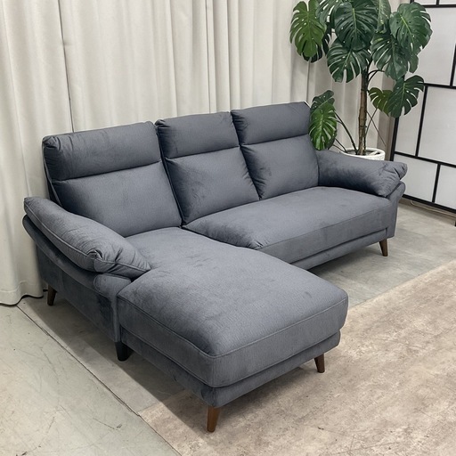 KH-29【新入荷　アウトレット品】松田家具　ボイル/ハイバック　カウチソファセット　グレー