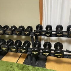 ラバーダンベルセット(12〜30kg)、ダンベルラック2つ付き！！の画像