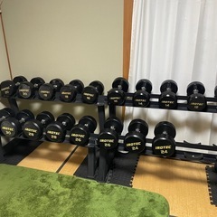 ラバーダンベルセット(12〜30kg)、ダンベルラック2つ付き！！の画像