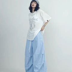 新品 チェック柄のワイドパンツの画像