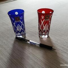 【未使用】江戸切子 ペアグラス 桐箱入り　クリスタルの画像
