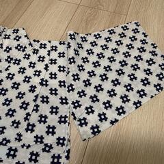 キッズ 甚平 白地に紺色花柄の画像