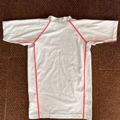 モンベル　キッズ水着　ホワイトラッシュガード 150サイズ ピンクラインの画像