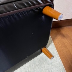 2人がけ合皮ソファ ブラウン 使用感ありの画像