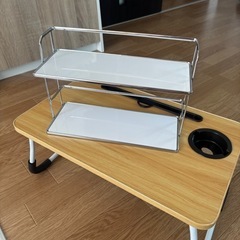 折りたたみテーブル＆ラックセットの画像