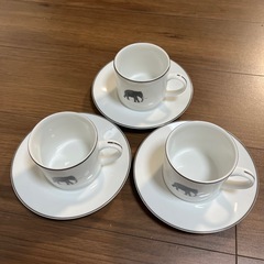 カップ&ソーサー３客セット★象好き★スリランカ　パラダイスカフェ
の画像