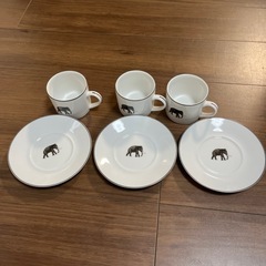 カップ&ソーサー３客セット★象好き★スリランカ　パラダイスカフェ
の画像