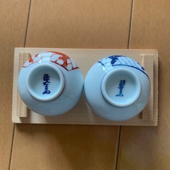 有田焼　源右衛門窯製　ぐい呑　陶器製お猪口セット（赤青鳥柄）の画像