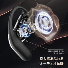 ワイヤレスイヤホン「2025年夏」 SurroundWave・8D オーディオ処理技術 オープンイヤー 最大60時間再生 骨伝導の革新 耳掛け式（ブラック）の画像