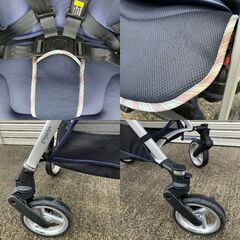 ピジョン ハイシートA型ベビーカー fino フィーノ（ストライプネイビー）の画像