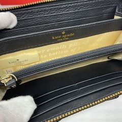 kate spade NEW YORK ケイトスペード ラウンドファスナー長財布 リボンデザイン ブラック の画像