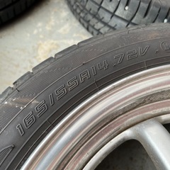 ブリヂストン T'S Racing CLIMAX POTENTIAL 14インチ 4穴 PCD100 6J +35 165/55r14 ダンロップ EC204 軽カー コンパクトカーに 当時物 
の画像