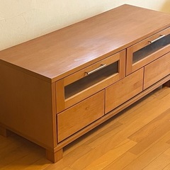 【お譲りします】
【ジャンク品】木製ローボード引き出し付き　W120の画像