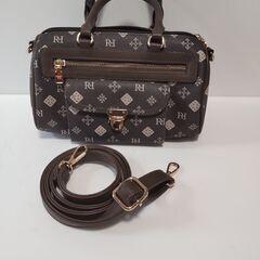RH ロゴ入りブラウンハンドバッグの画像