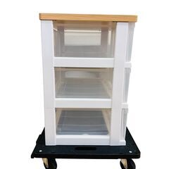 3段 クローゼット 押入れ 収納ボックス 収納ケース クリア×木目調（ナチュラル）の画像