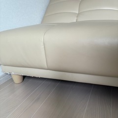 3人掛　レザー　アイボリー　ソファ　ソファベットの画像