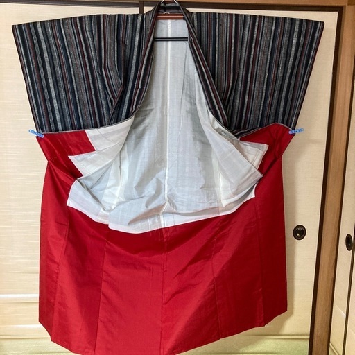 着物　縞　紬　袷　しつけ糸付き　未使用品