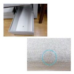 布張りカウチソファベッド 跳ね上げ収納付き ノアーク 幅216㎝ ライトグレー 3人掛けソファ セミダブルベッドにも♪　西岡店の画像