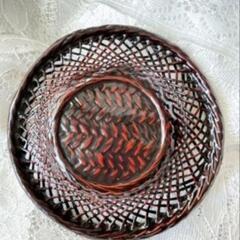 【新品未使用】　久留米ランタイ漆器茶托　 手づくり 本漆5個セット 編み込みデザインの画像
